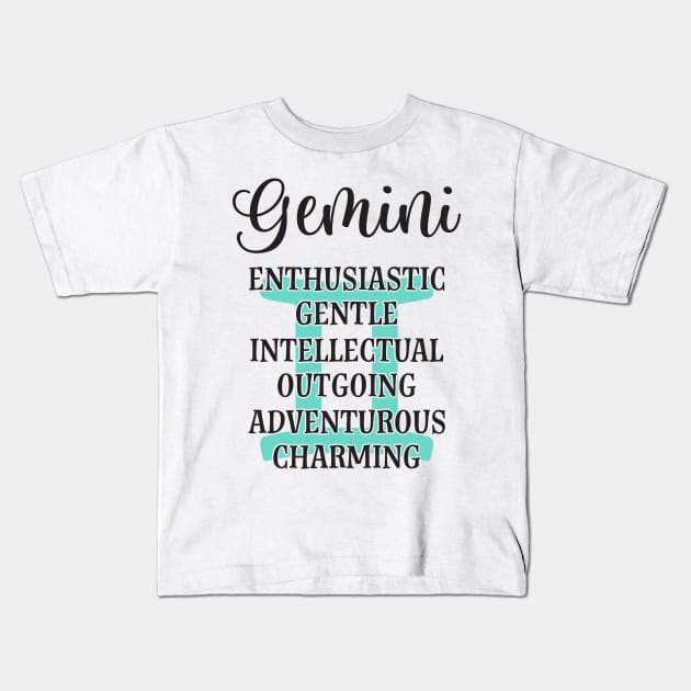 Gemini Sign Kids T-Shirt by thechicgeek